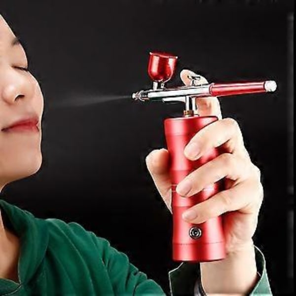 0,3 mm Mini Luftkompressor Kit Airbrush Färg Airbrush för Nagelkonst Tatuering Tårta Röd