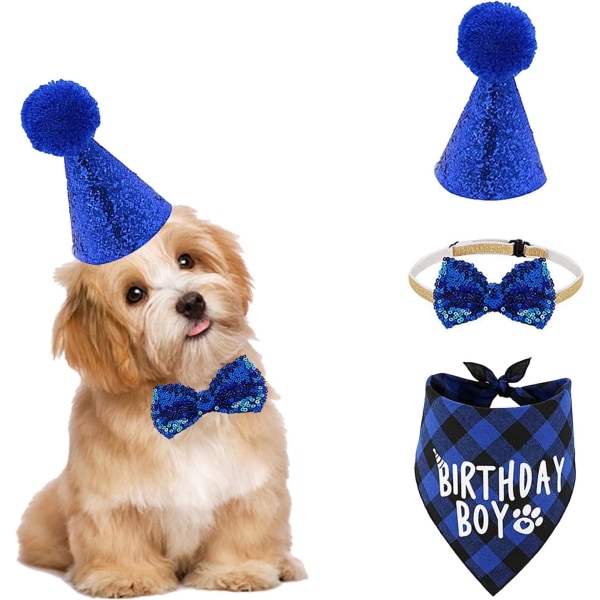 3 delar Pet Cat Hund Födelsedag Hatt, Birthday Cat Birthday Dog Hat