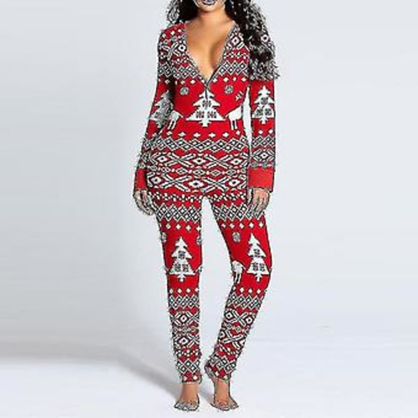 Dam Pyjamas Djur En Delad Juldräkt Jumpsuit Långärmad Nattkläder (S)