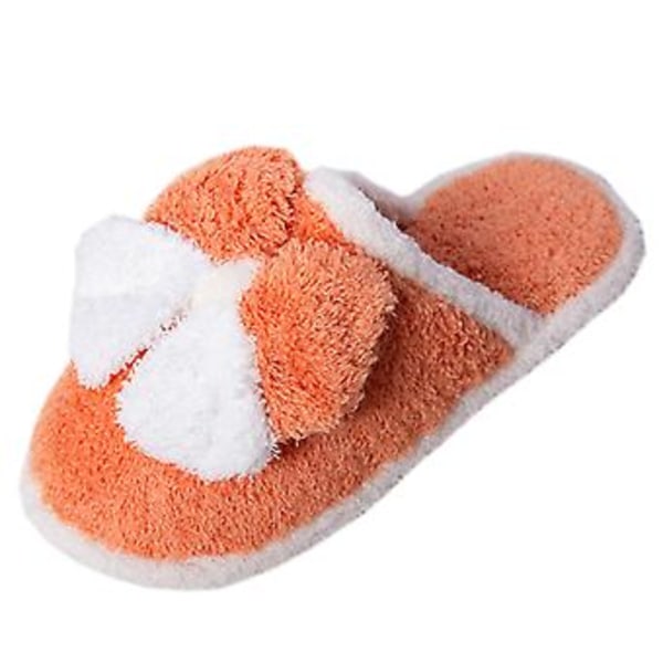 Bow cotton slippers for women winter indoor plush slippers (1 pair)