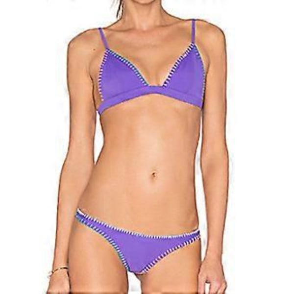 Bikini Baddräkt för Kvinnor Triangel String Halter Tvådelad Baddräkt Set