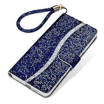 Plånboksfodral i PU-läder för iPhone 15, Stativ, Glitter Splicing, Telefonskal med Rem (Stil E)