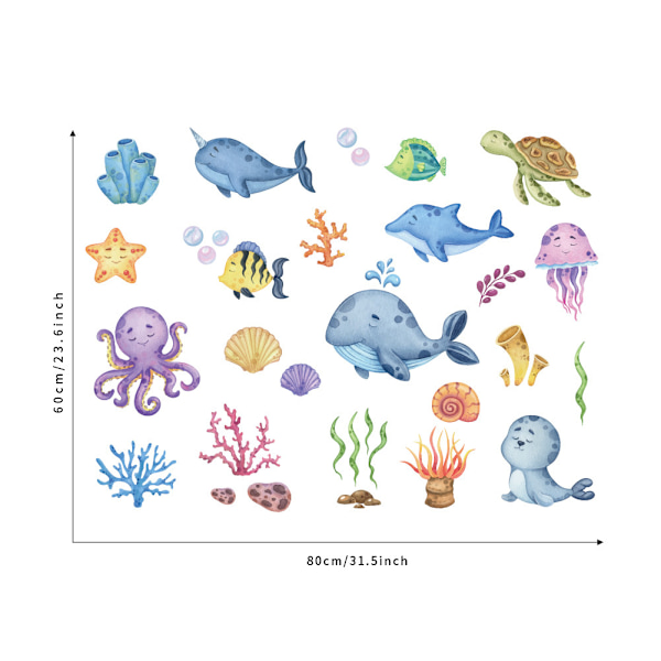 Stickers Muraux sous la Mer Autocollant Mural Tropicale Poisson