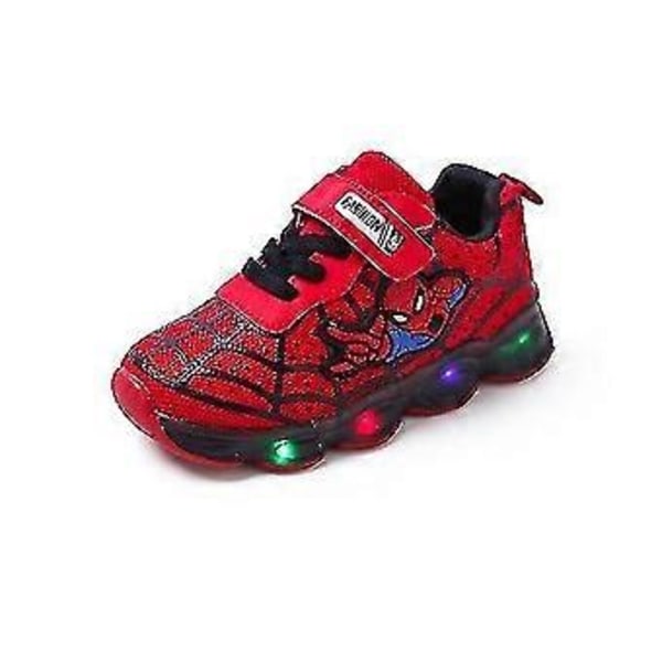 Børnesportsko Spiderman Lysende Sneakers Børn Led Lysende Sko Til Drenge (29 rød)