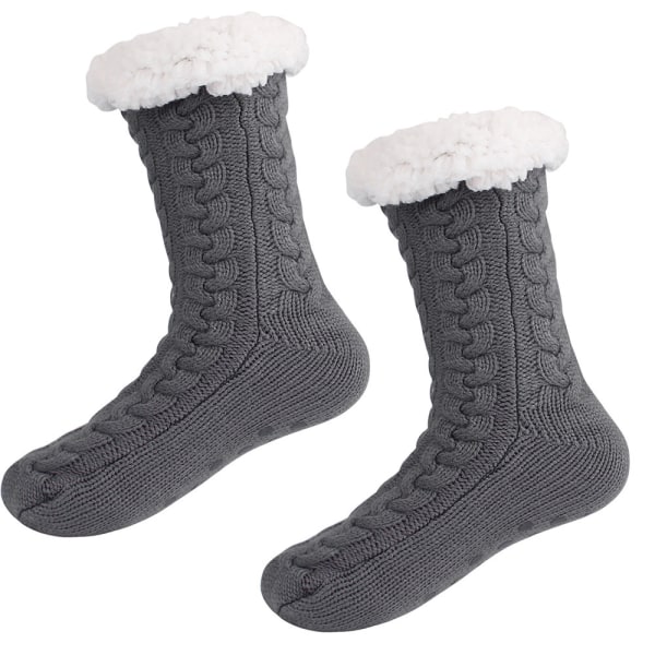 Menns vintersokker til hjemmet Tykk fleece Varme sklisikre sokker gave
