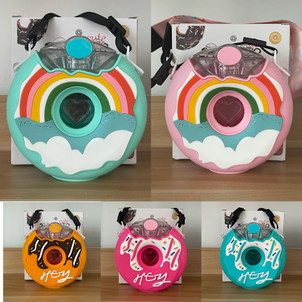 (A)Donitsipullo 380ml, kannettava söpö Kawaii-vesipullo oljella ja Sho
