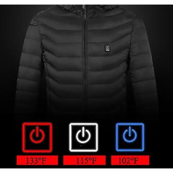 Lämmitetty takki, talvi ulkoilma lämmin sähköinen lämmitystakki, 8 lämmitysaluetta (2XL Punainen)
