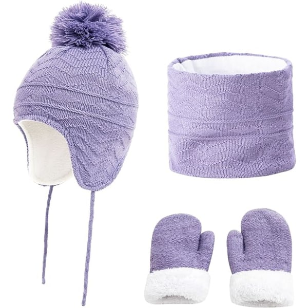 Diamond Wave Pattern Children's Hat Scarf Gloves Baby Winter Hat