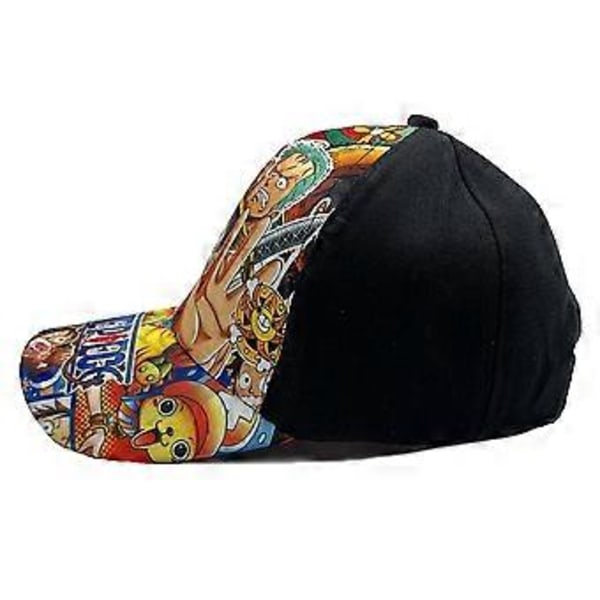 ONE PIECE Cartoon Tryckt Anime Hatt Basebollkepsar Justerbar Utomhushatt för Barn Pojkar Flickor (Svart)