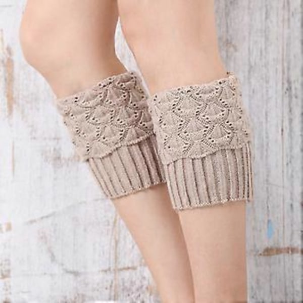 Naisten Trimmitty Krokikudos Saappaan Varsi Suojus Jalat Lämmin Talvi Ontto Lyhyet Sukat (Beige)
