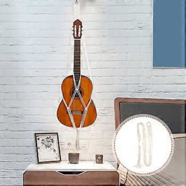 Handgjord Gitarr Väggfäste Vävda Gitarrhängare DIY Snöre Hängande Planteringskärl Gitarr Hängande Bälte