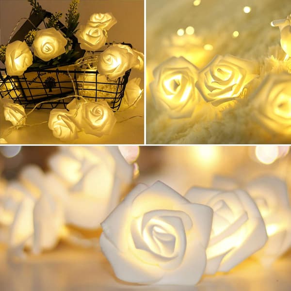 Hvid LED Rose Blomster Lys Kæde Blomster Fe Kæde Lu