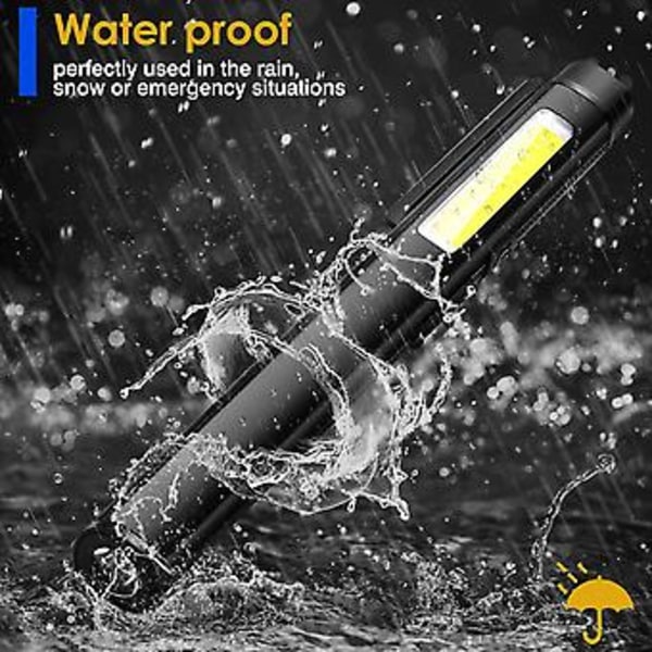 Genopladelig Pen Light Lommelygte UV-lys 4 Tilstande Lomme Camping Arbejde Reparation ( )