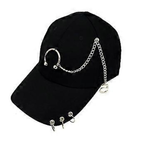 Unisex-baseballlippikset kolmirenkaisella ketjulla, musta rento isähattu