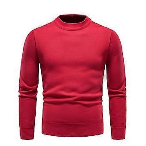 Höst Vinter Herrtröjor O-ringad Tröja Mode Slim Fit d Co/YY(XXL Röd)