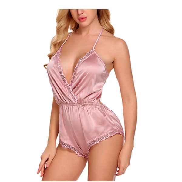 Dame Undertøy Body V-hals Teddy Blonder Babydoll Satin Pyjamas