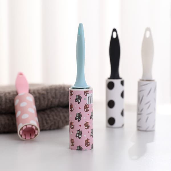 Lint Roller Set, 4 Håndtak og 4 Ruller Pet Bristle Sticky Brush