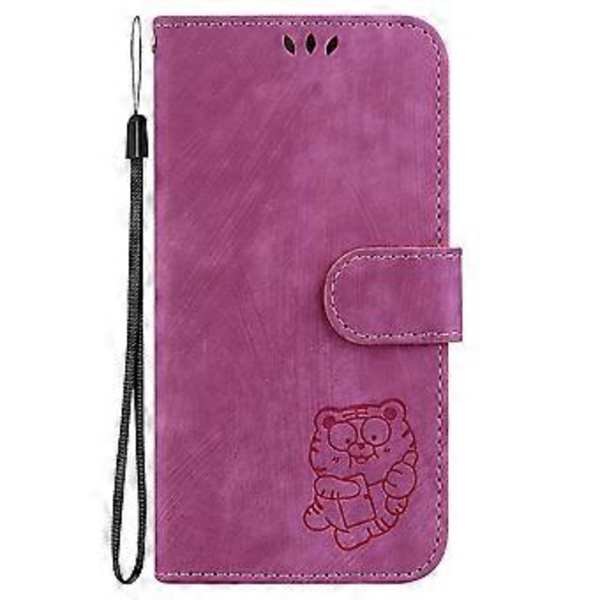 Embosset lærveske for Motorola Moto G85 (Rose Red)