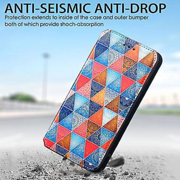 Färgglatt Magnetiskt Läderfodral För Samsung Galaxy A12 (Romb Mandala)