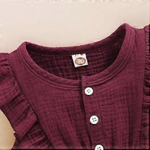 KATEA Toddler Baby Flicka Rufflad Ärmlös Romper Casual Sommar Jumpsuit Bomullslinne Kläder