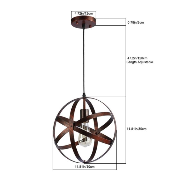 Industriell Vintage LED-hänglampa 桅30cm Pendellampa Tak L