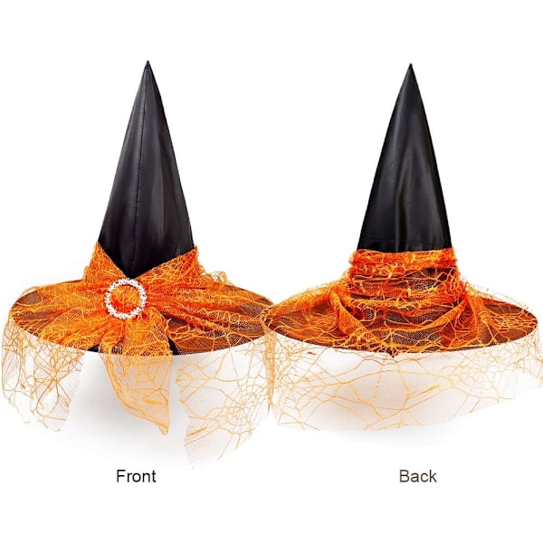 2 st Halloween Häxhatt Kostym Cosplay Hatt med Snygg Mesh Cr