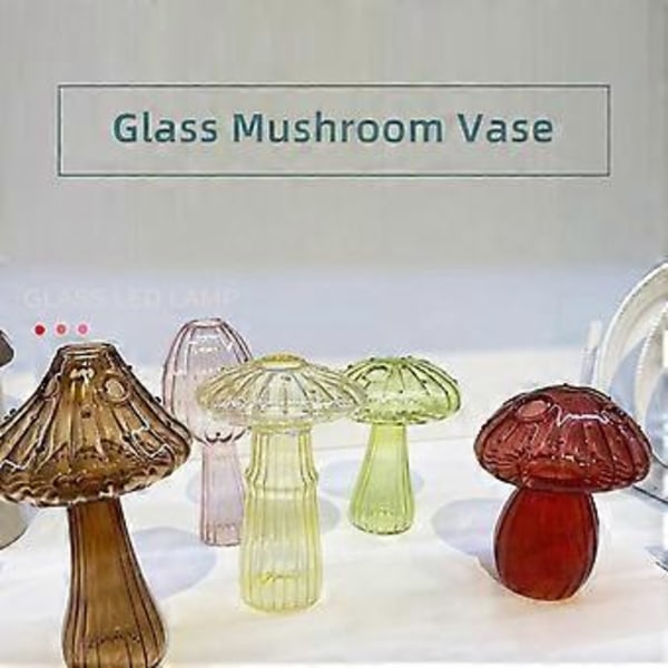Delikat Svamp Glas Vas Knoppvaser Färgat Fint Glas Vas Svamp Blomvas Svampdekor (gul)