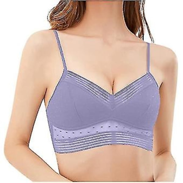Trådløs bh med lav ryg, spids bh, push-up bh, backless bh, dyb V usynlig bh med lav ryg (S Lilla)