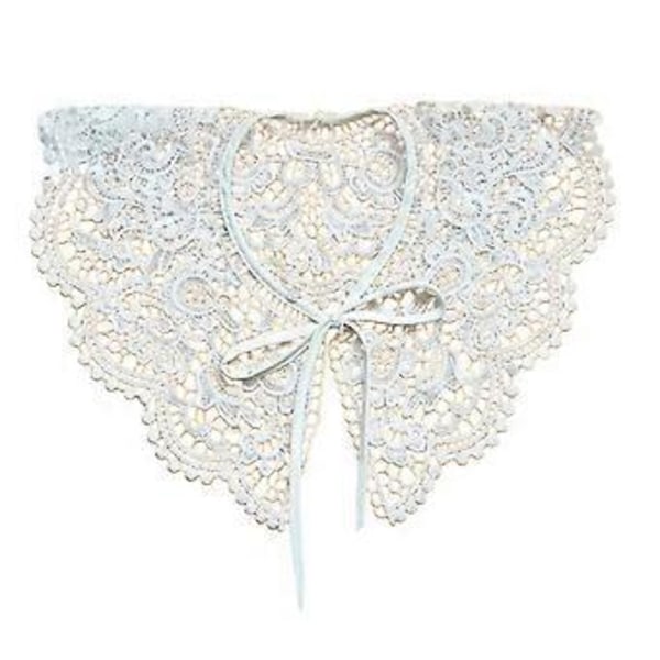 Blondekrage Dame Falsk Krage Snøring Broderi Krage Dickey Krage Hanfu Faux Krage Avtakbar Krage for Kjole (Snøring hvit)