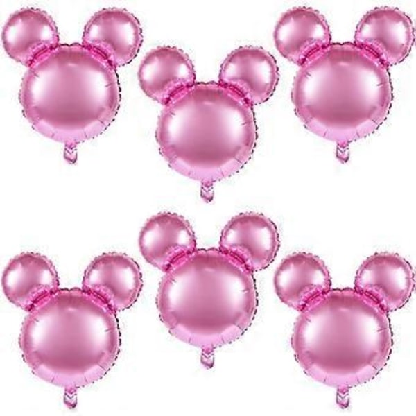 6 Pcs Mouse Head Balloons, 24'' Mouse Mylar Balloon Jumbo Mouse Head Aluminum Foil Balloons for Birthday Party Decorations Baby Shower Supplies Party