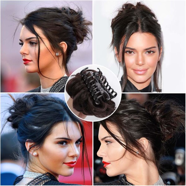 Slarvig Bun Hårförlängning Hårbit för Kvinnor Vågig Lockig Scrunchies