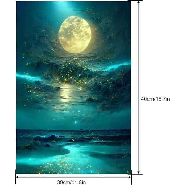 30x40cm (Moonlight) Diamantmaleri, 5D Diamantmaleri Kits til