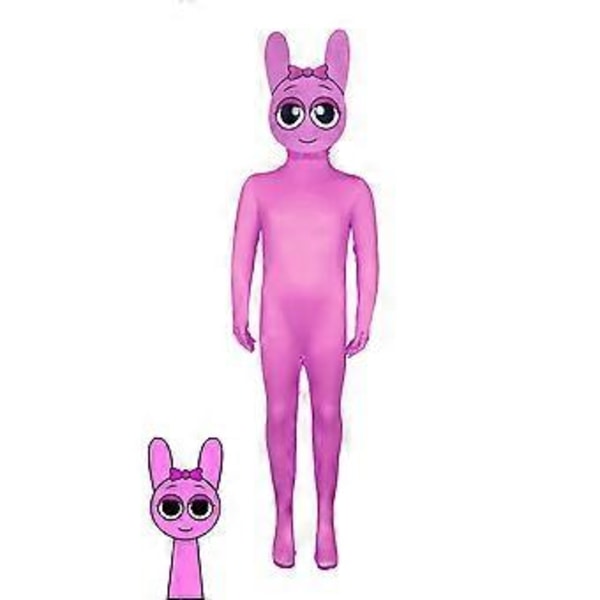Sprunki Cosplay Kostume Jumpsuit Festlig Udklædning Bodysuit (150 Pink)