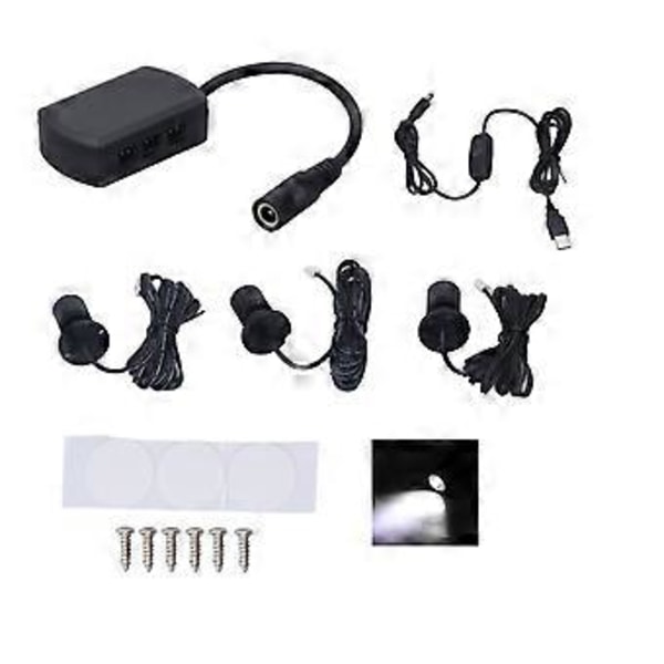 Mini LED Spotlights 5V USB Vitrinespotlight 1 til 3 Dæmpbar Lille Skabslys til Smykkesamling Sort Hvidt Lys