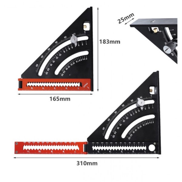 Pre Square Carpenter Metal Aluminum Folding Triangle Ruler Combination Square 310mm Multifunction Tr