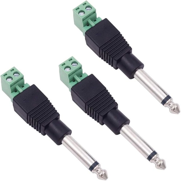 3 stk 6,35 mm erstatning reparasjon TS Jack Plug 2 Pole Mono Male Plu