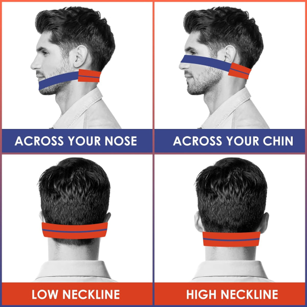 2 stk. skjeggtrimningsguide for menn, skjegg- og nakkeformingsmal for menn