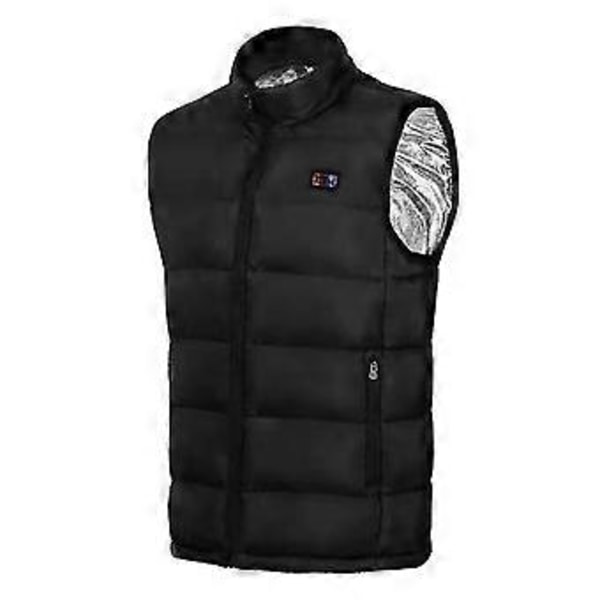 Unisex Värmeväst för Vinterbruk med 9 Värmepaneler (3XL SVART)
