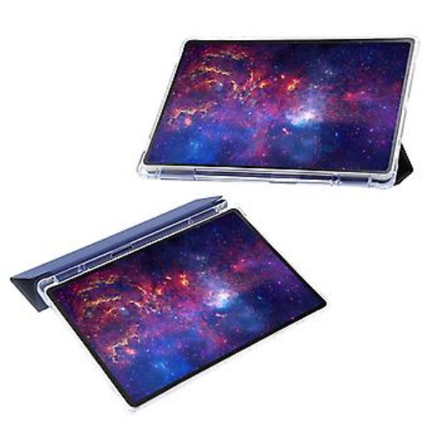 3-Taitettava Selkeä Akryyli Nahkakotelo Samsung Galaxy Tab S9 Ultra/S8 Ultra:lle (Tummansininen)