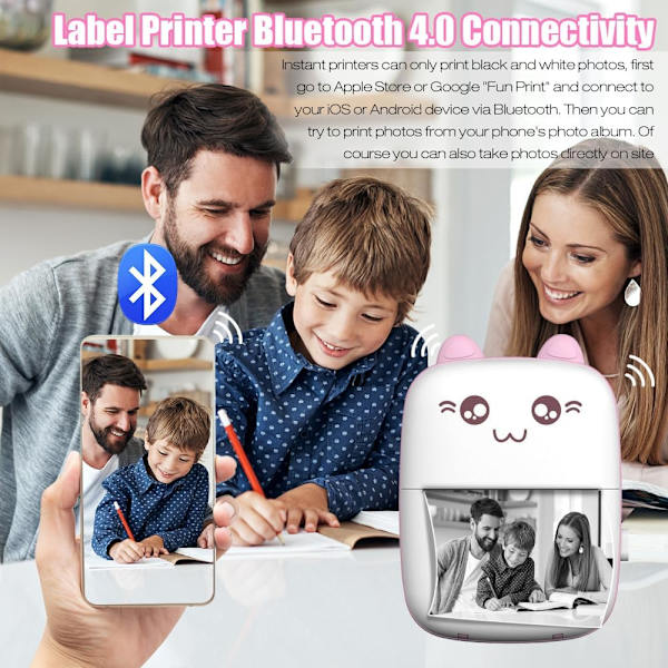 Kannettava valokuvatulostin, Mini-lämpötulostin, Bluetooth-langaton tulostin, Musteeton tulostin, Tarratulostin