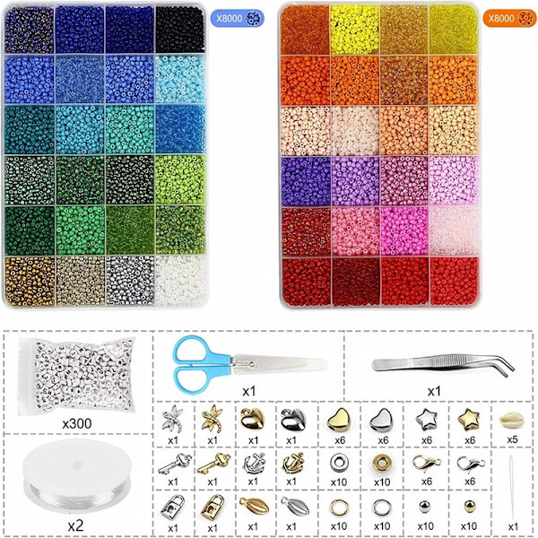16 000 st i 48 färger, 3 mm rispärlor, lackerade glaspärlor, handgjort armbandset, DIY-tillbehör