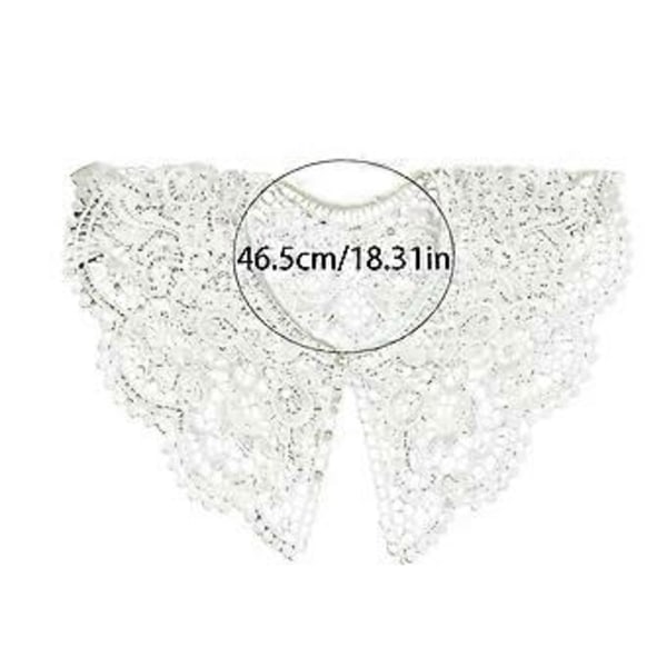 Blondekrage Dame Falsk Krage Snøring Broderi Krage Dickey Krage Hanfu Falsk Krage Avtakbar Krage for Kjole (Metallspenne Svart)