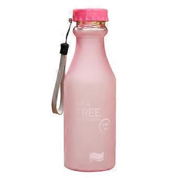 550ml Plast Frostat Vattenflaska Okrossbar Läcksäker BPA-fri Vattenflaska för Yoga Löpning Utomhussporter (Rosa)