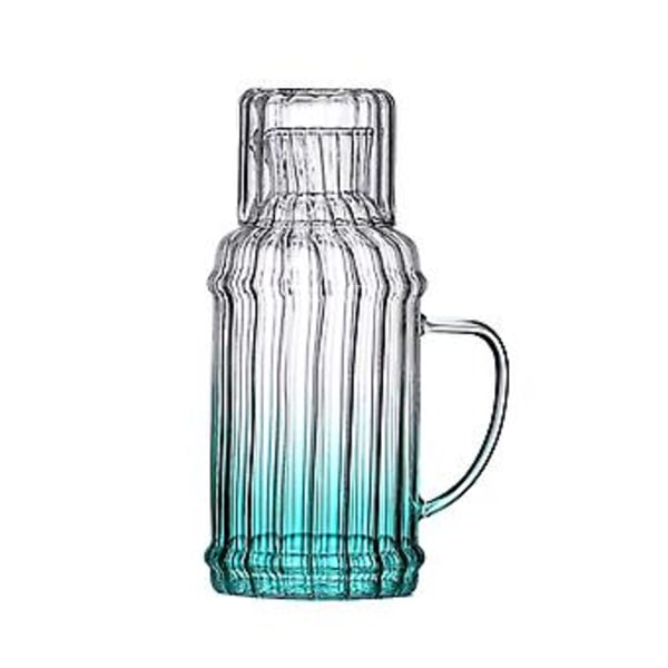 Vattenkanna med Tumbler Dricksredskap Vattenkokare Kreativ Flerfärgad Retro Stor Kapacitet Set 1100ml Glasflaska (2000ml Grön)
