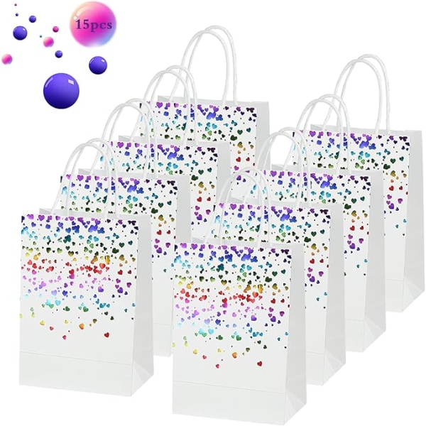 15 st kraftpåsar, presentpåsar i papper, kraftpåsar med handtag, återvinningsbara