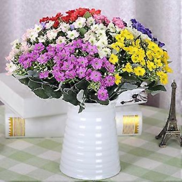 1 st 6 Grenar 36 Huvuden Simulation Silkesblomma Milan DIY Konst Bröllop Heminredning Qinhai (Vit)