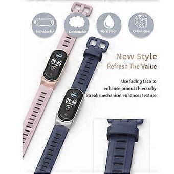 For Xiaomi Mi Band 6/5/4/3 Silikonrem + Etui (Grå Sølv)