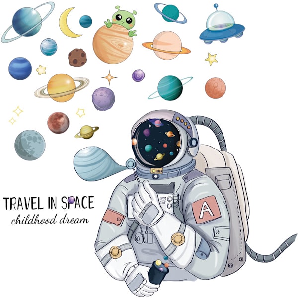 Drøm Astronaut Vægmærkat - Rum Plan