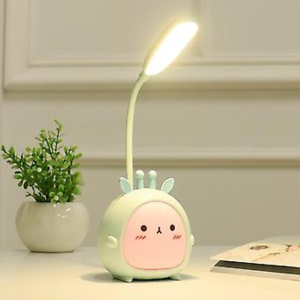 LED-skrivebordslampe for studier, oppladbar via USB, søt tegneserieform