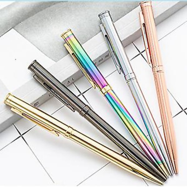Ylellinen metallinen kuulakärkikynä 2-in-1 Stylus-kynä Kierrettävä kannettava täytettävä (hopeapinnoitus)